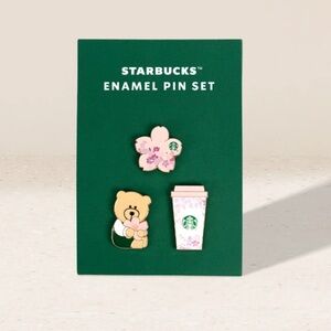 New Starbucks Cherry Blossom 3 Enamel Pin Charm Set